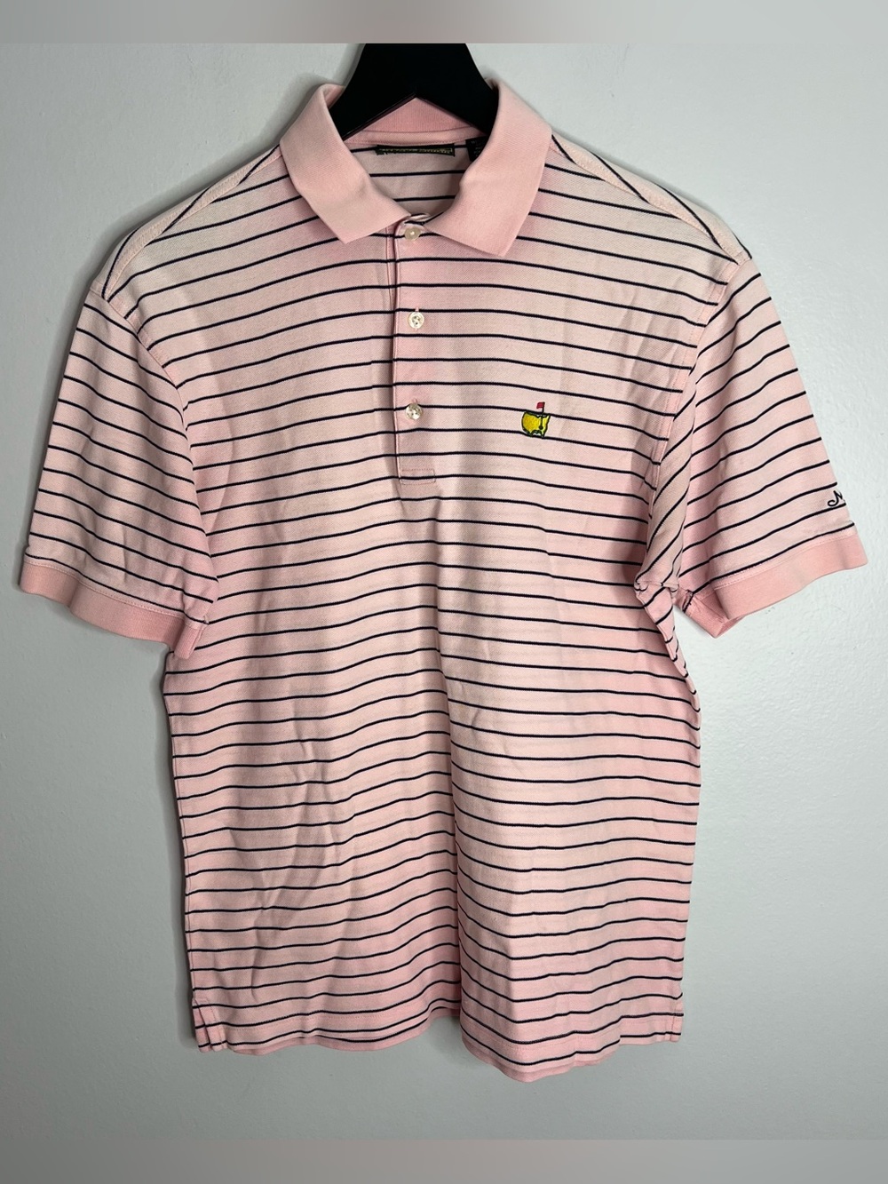 Vintage Masters Golf 100% Pima Cotton Polo Shirt Mens Small Pink Striped